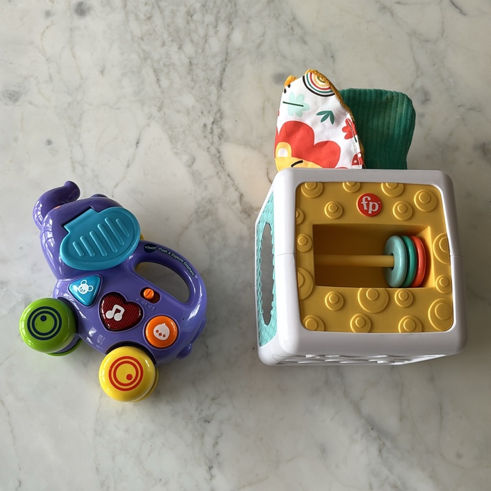 Fisher-Price Tissue Fun Activity Cube and VTech Push & Explore Elephant